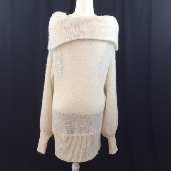 Free People Off the Shoulder Slouchy Sweater Ivory - Picture 4 of 8